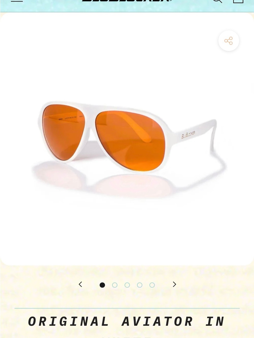 Original BluBlocker White Aviator Sunglasses with Orange Lenses - Link